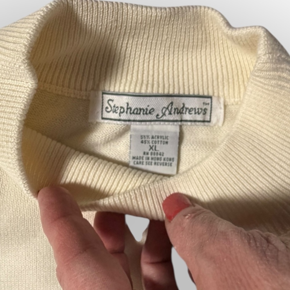 Vtg Women’s Elegant Cream ivory mock‎ Turtleneck Sweater NEW XL